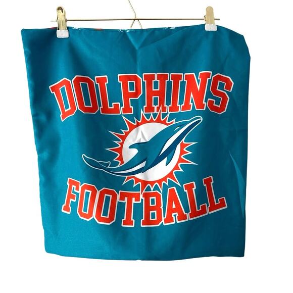 Miami dolphins pillow cases NWT 17X17 NFL football  set of 2 - Picture 2 of 9